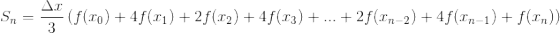 Sn (f(20) + 4f(21) +2f(12) + 4f(13) + ... +2f(In-2) + 4f(In-1) + f(In) 3