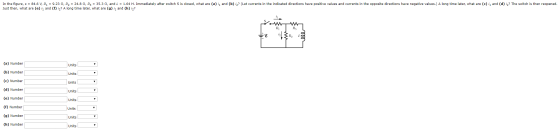 In the figure, E = 84.6 V, R - 9.23 2, R2 = 24.8 2, R3 = 35.3 2, and L - 1.64 H. Immediately after switch S is closed, what a