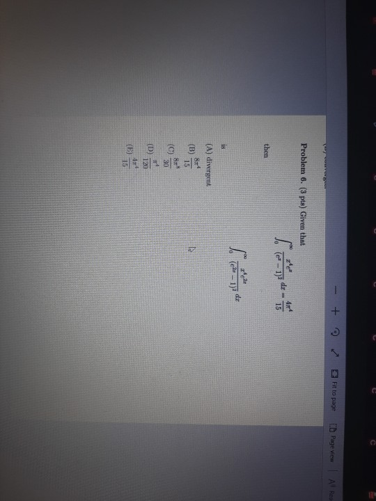- + Fit to page PD Page View AV Res Problem 6. (3 pts) Given that then divergent 30 @