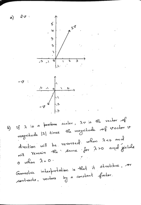 a) zu: 5 2V 3 2 2 3 tra -2 a b) If 2 is positive scalar, av is the rector of magnitude 121 times the magnitude of vector dire