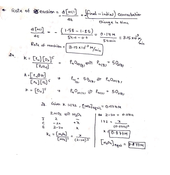 * Rate of my eactions d [hch] final – initiau) concenbation dt change in time alue] - - (5.06.1085) = 0.17M = 3.15 xión, Rate