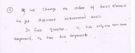 we Chong re order of basis element C. ん vi has on one hon-Zerro