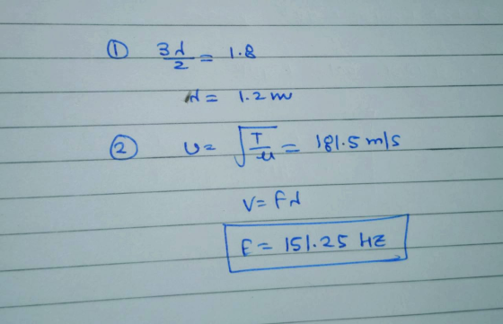 ① 31 = 1.2 m 2 181.5mls tt V=FN E = 151.25 HZ