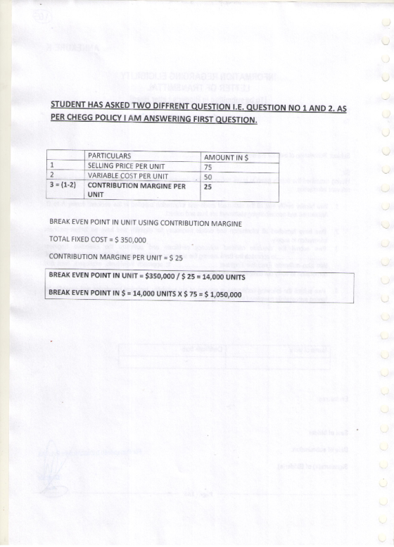 STUDENT HAS ASKED TWO DIFFRENT QUESTION I.E. QUESTION NO 1 AND 2. AS PER HOMEWORKLIB POLICY I AM ANSWERING FIRST QUESTION. AMOUNT I