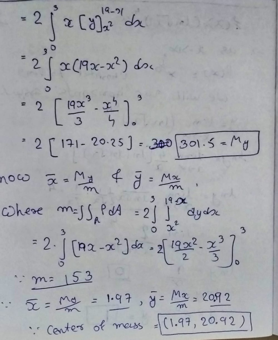 19-21 X [y] a? da 2 x (190c-20²) doc = 2 1930 XS 3 5) [ 2 [171- 20.25 ) = 300 301.5a My now 50 = My Where ma = 28 dydse ŏ 0c²