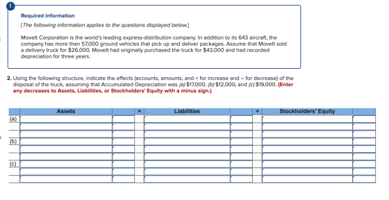 Required information [The following information applies to the questions displayed below.] Movelt Corporation is the worlds