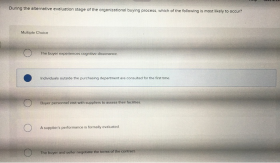During The Alternative Evaluation Stage Of The Organizational Buying 