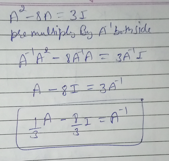 A-30-31 pre multiply By A both side Á A - 8A A = BAI A - 3 - 34 A-A स C