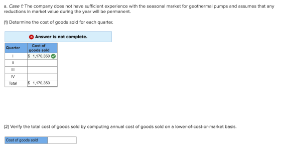 a. Case 1: The company does not have sufficient experience with the seasonal market for geothermal pumps and assumes that any