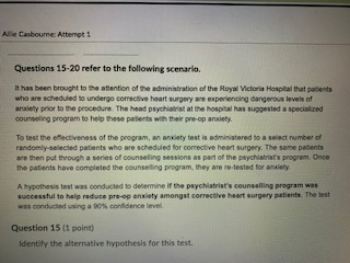 All Cashoume Attempt Questions 15-20 refer to the following scenario. It has been brought to the attention of the administrat