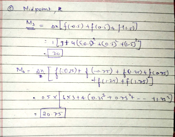 Midpoint ? M on[ f(0.5) + f(0-5)+ MAJ =12974(60-33 +6033*0-57 20 Mo = on [16:0.9+ + (10.25)+ f(0.8) + $0.25) + f(03) * *5*[x3