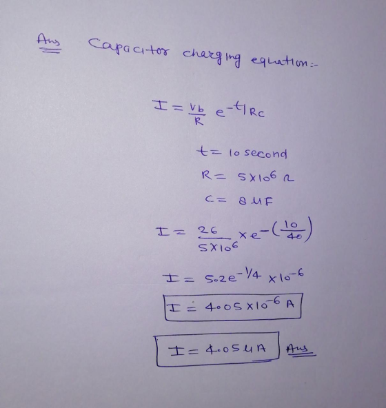 Capacto chang eqactum tio second C= 8.UF 4 o