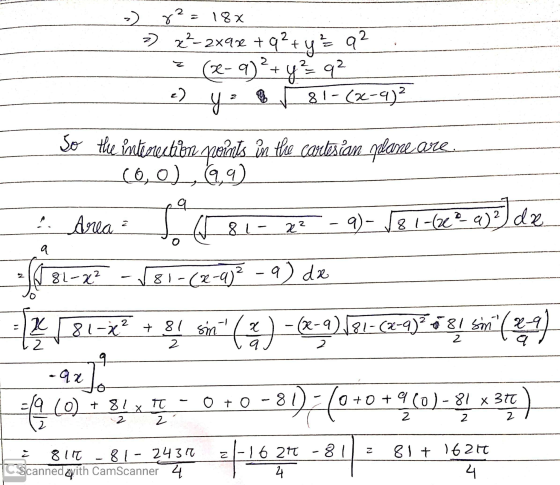 - 8²=18x » x²-2x9x +q² + y ² q² . (- 9)² + y ² q² ..) yo B j 81-62-9)? So the interestin neints in the cartesian arce are. -