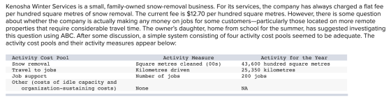 Kenosha Winter Services is a small, family-owned snow-removal business. For its services, the company has always charged a fl