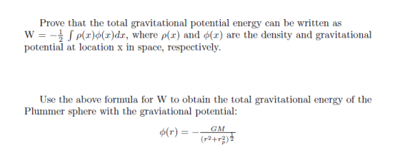 Prove that the total gravitational potential energy can be written as ρ(z)φ(z)dr, where ρ(z) and φ(z) are the density and gra