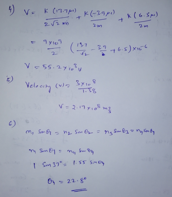 4) V- K (13.74c) K(-3.9mi) k (6.5 me) + 22 m 2m 2m gxios 13.7 (( 3.9 +6.5x156 2 V=55.28 16²u 5) Velocity (va 3x108 T.58 V=2.1