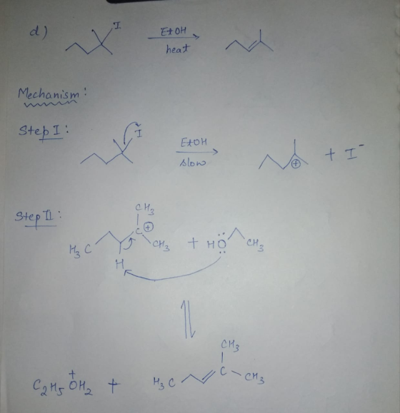 Et он heat Mechanismi Step I: EXOH + I slow Step II : CH₂ + HO CH₂ CM3 I Can OH + Mc NC CH3