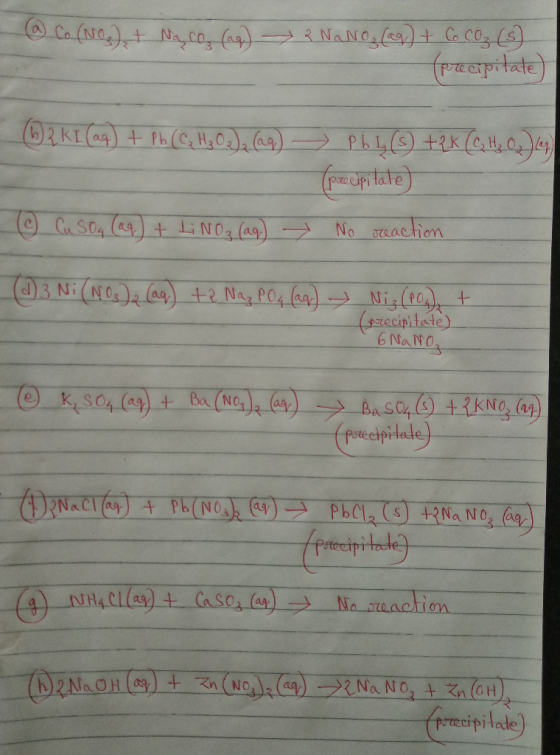 Ca (ta N.co (a) NaN tCacos ( (REptate OKL(44 Pb(HOag) PLLOtIKGH COpy Tate poae Cas04 (agtiNO3 (ag) No 97eaction (aCcipideste