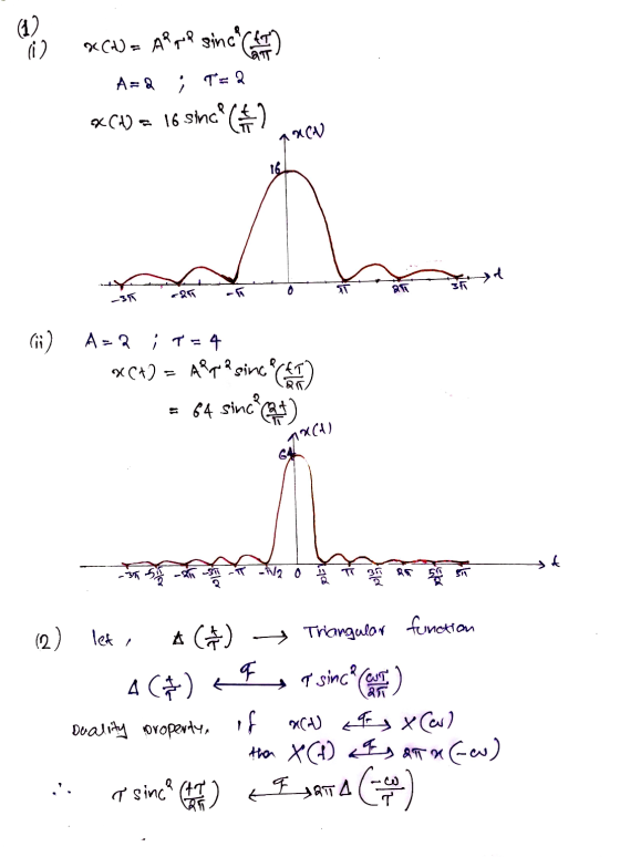 the XC4) = Appup sinca leta A=& ; T=2 *C4) = 16 sic ( 2 arcu -37 225ñe (i) A=2 ; T = 4 XC+] = Appre since I) = 64 sincet ARC