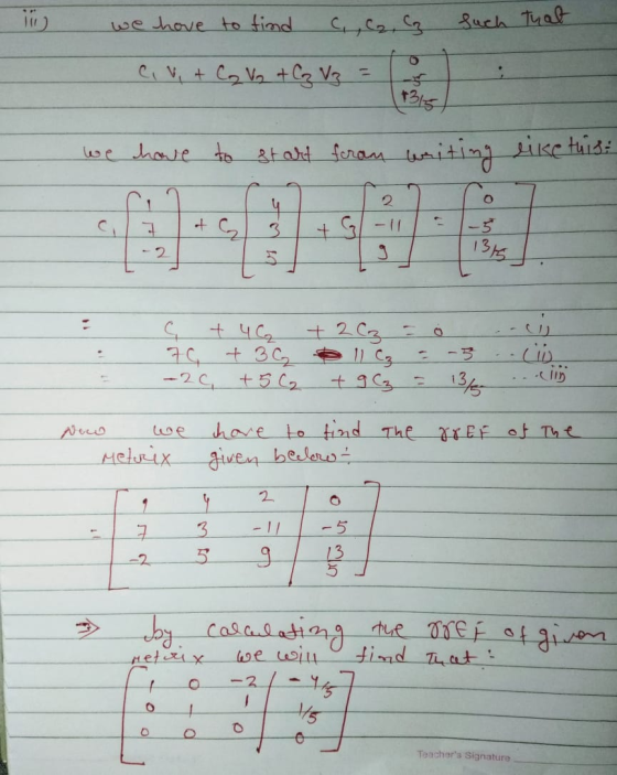 0 we have to find c., C2, C3 Such That civit C₂ V + C z Vz = -- we have to start from writing like this: 1 O of ₂ 다 stm +G -5