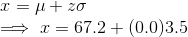 Τ = μ + εσ + 1 = 67.2 + (0.0)3.5