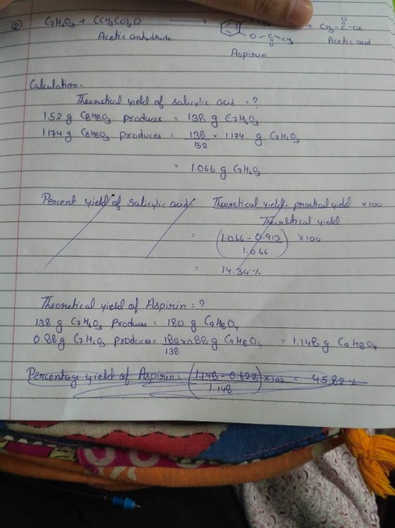 GH,O + CCH3CO), O Acetic anbudside *CH-2-04 yo-çeyAcetic and Aspirin Calwahon. Theoretical yield of salicylic acid :? 152 g C