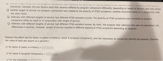 interaction between the two factors such that severity differed by program component differently depending on length of servi