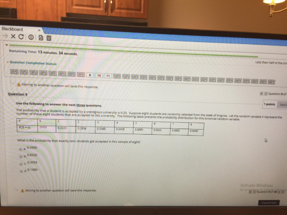 Blackboard > X C Remaining Time: 13 minutes, 34 seconds. Question Completion Status Less than half of the tim 60 9 10 11 6 17