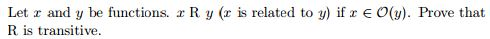 Let x and y be functions, x R y (x is related to y
