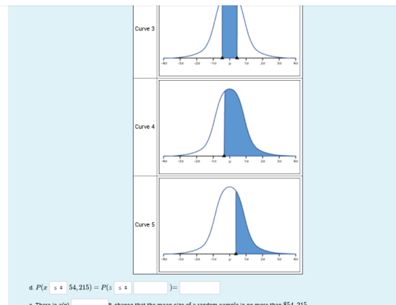 Curve 3 la 20 Curve 4 lo 20 Curve 5 -30 -la la d. P(x = 54, 215) = P(= = = = Thorn in min) ban monnaio of random 054 915