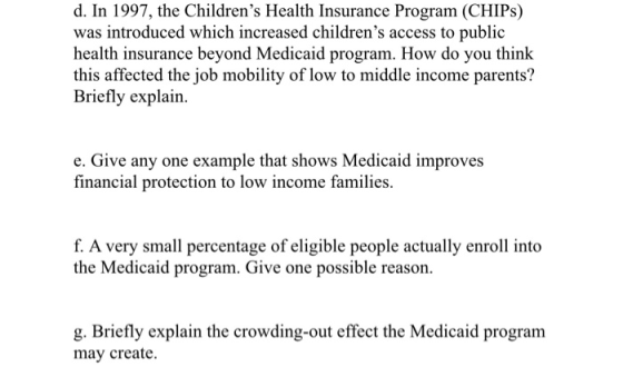 d. In 1997, the Childrens Health Insurance Program (CHIP) was introduced which increased childrens access to public health