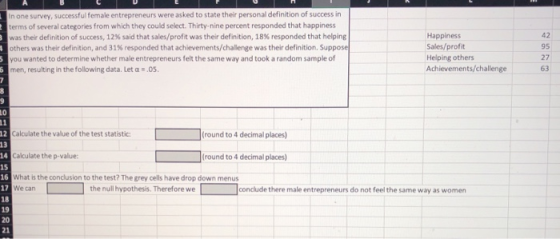 In one survey, successful female entrepreneurs were asked to state their personal definition of success in terms of several c