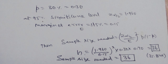 30 . O.30 Sionits Caun lavl Marain ot eror ) haadsds Sampla Then .960 Sample size noadaa 36 XO.30x 0.7o (3r. 8ru4) 36