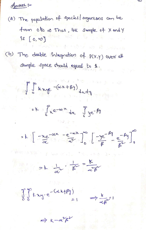 (A) The Pope! よon of spec.es lorgnsns can be tro o Thus, hample ot X und y (b) 丁he double mkgration of P(X-Y) over au sample space uld eual to 1 OC J J仁hq.e-kkt@y )