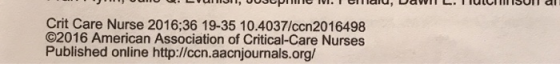 -- - - - vvUPIMIC IV. Tollalu, DavIIL.TULLI IISUI al Crit Care Nurse 2016;36 19-35 10.4037/ccn2016498 ©2016 American Associat
