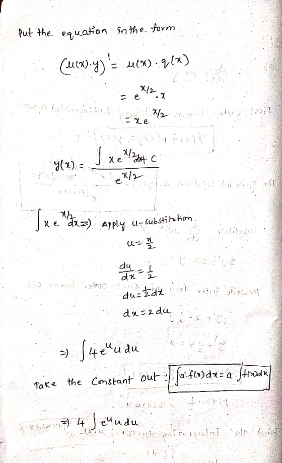 Put the equaion inthe tovm 지. ex 지2- x/ du exu du Take the Cmstantut f)a
