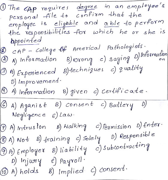 The CAp requires degree in an employees Confim that the Pers on al file to is eligable and a ble to perform employec the res