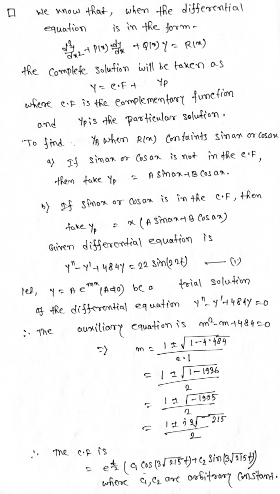 D We know that when the differential equation is in the forma de + Plu) over +91) y = Rim) the complete solution will be take