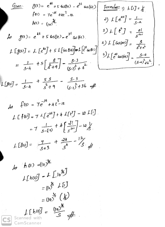 46 Given 034 los (66) g(e)- e +56586) - fle) - Te-36 he) - (0) the²_12 s-a At 3t n! st1 Let get)= e Formulas: 1). 2[] = ys.