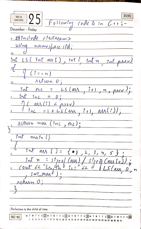2020 WK 52 360.006 Following code is in Ctto- December - Friday • #incl vole čivtream> using namespace stdi int LS ( Pnt are