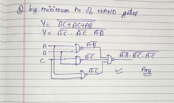 6 by minimum no of NAND gates Y = BCTACTAR y C. ACAB AB A B c B-C A.B.B.C.A.C D AG 는 Ang