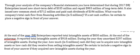 Through your analysis of the companys financial statements you have determined that during 2017 DRJ Enterprises issued new s