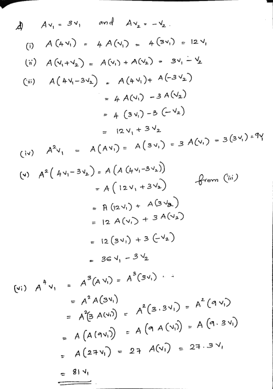 Av, = 3v, an and A₂ - ₂ () A (V+V2) Cri) A( 4V, -342) = 3 (1) A (4 v) 4 A (,) 4 (3v,) = 12V, A(M) + A(V2) 3v, - V2 A (4 V, )