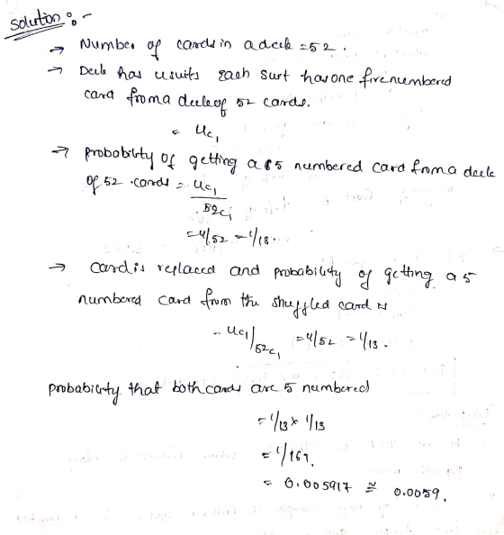 Solutions of Number cards in adeel 252 Deel has usuits such surt how one firencembered 52 cards. card from a decle of Uc, pro