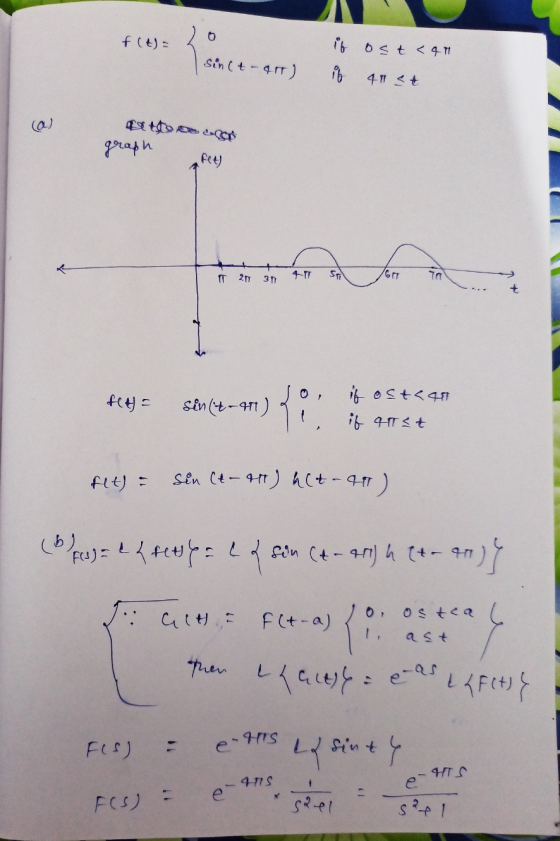 +(t) = f(t)= if ostean since - 48) if 40 st. (a) ArtDeco da in graph fet) T 21 31 41 57 te= fets sen(7-491) do, ost<491 sin(t
