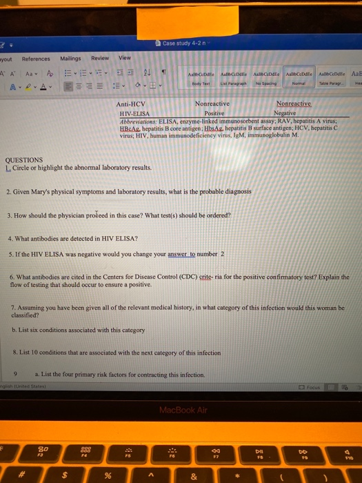 Case study 4-2 ayout References Mailings Review View A Aa A 21 APA EI OLE AaB Aalboete ABCDE ABECEDE ABIODE ABCD ListParagrap