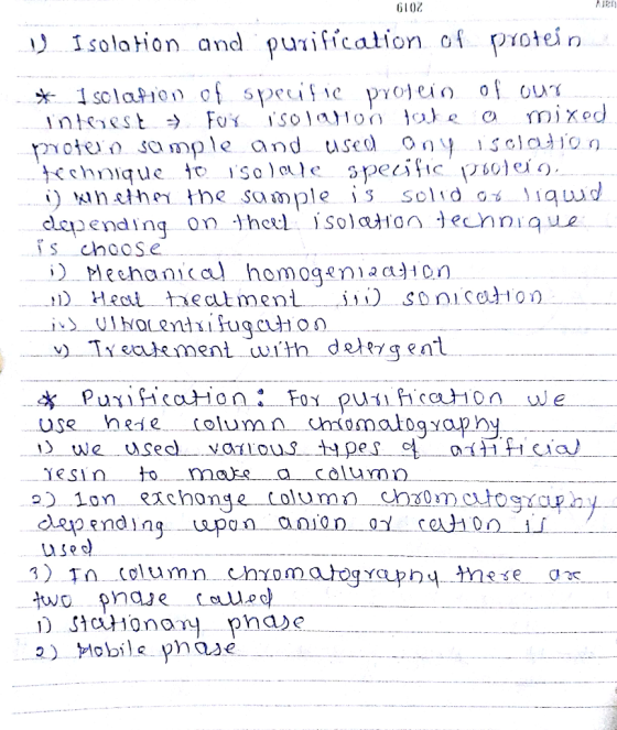 6102 Isolaon and puniffcation of potei n is choose Teale ment with detYgen 1on exchonge column chromctogrceh an Uisec)