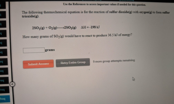 Use the References to access important values if needed for this question. The following thermochemical equation is for the r