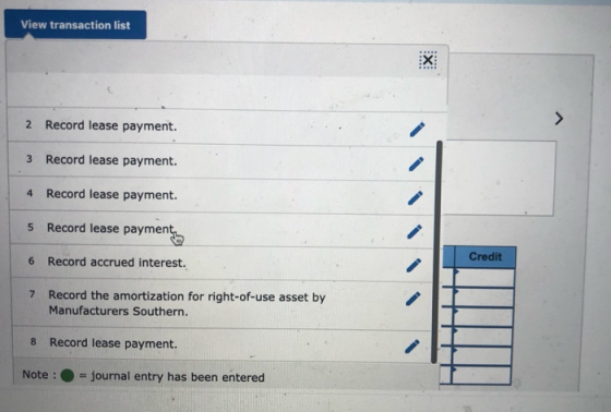 View transaction list 2 Record lease payment. 3 Record lease payment. 4 Record lease payment. 5 Record lease payment 6 Record
