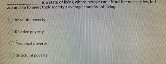 is a state of living where people can afford the necessities, but are unable to meet their societys average standard of livi